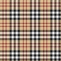 Brand tartan ornament - black and white main threads on beige with thin red, repeatable seamless fabric pattern