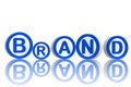 Brand in blue circles