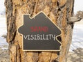 Brand visibility symbol. Concept words Brand visibility on beautiful black house blackboard. Beautiful tree background. Business Royalty Free Stock Photo