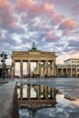 The Brandeburger Tor in Berlin, Germany, during sunset time Royalty Free Stock Photo