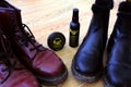 Branded Dr Martens shoe care protector kit. Leather wax and all weather protection spray.
