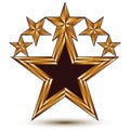 Branded golden geometric symbol, stylized golden star with black