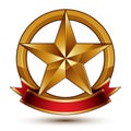 Branded golden symbol with stylized pentagonal glossy star