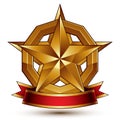 Branded golden symbol with stylized pentagonal glossy star