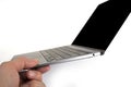 Branded Modern slim laptop on a white background. Ultra slim notebook