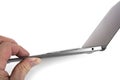 Branded Modern slim laptop on a white background. Ultra slim notebook