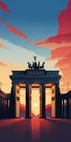 Sunrise At Brandenburger Gate: Necronomicon-inspired Editorial Illustration Royalty Free Stock Photo