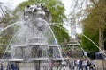 Fountain in shape of a rose in front of Marienberg mountain in