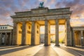 The Brandenburg Gate in Berlin at amazing sunrise, Germany Royalty Free Stock Photo