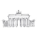 The Brandenburg gate in Berlin. Hand drawn sketch illustration