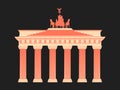 Brandenburg Gate in Berlin. Isolated on white background. Red and beige color. Vector Royalty Free Stock Photo