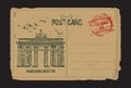 Brandenburg gate, Berlin. Post card design. Royalty Free Stock Photo