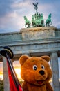 Brandenburg Gate, Brandenburger Tor, at dramatic sunset in Berlin, Germany Royalty Free Stock Photo