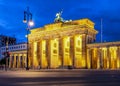 Brandenburg Gate (Brandenburger Tor) on Pariser square at night, Berlin, Germany Royalty Free Stock Photo