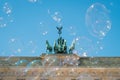 Brandenburg Gate / Brandenburger Tor on sunny day with blue sky and soap bubbles Royalty Free Stock Photo