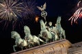 Brandenburg Gate with fireworks Royalty Free Stock Photo