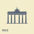 Brandenburg gate icon Berlin building travel in flat style with scuffed effect