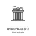 brandenburg gate icon vector from world landmarks collection. Thin line brandenburg gate outline icon vector illustration. Linear