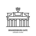 Brandenburg gate line icon. German national symbol outline vector symbol.