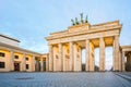 Brandenburg gate with sunrise Berlin city, Germany Royalty Free Stock Photo