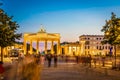 Brandenburg gate after the sunset in summer, Berlin Royalty Free Stock Photo