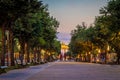 Brandenburg gate after the sunset in summer, Berlin Royalty Free Stock Photo