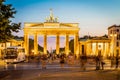 Brandenburg gate after the sunset in summer, Berlin Royalty Free Stock Photo