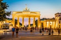 Brandenburg gate after the sunset in summer, Berlin Royalty Free Stock Photo