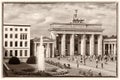 Brandenburg Gate, Berlin, nostalgic retro style postcard in sepia tone Royalty Free Stock Photo