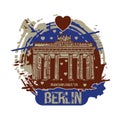 Brandenburg gate, Berlin / Germany city design with love hearts. Royalty Free Stock Photo