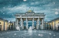 The Brandenburger Tor during a snowstorm Royalty Free Stock Photo