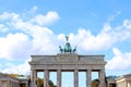 Branderburger Tor with clouded light blue sky, Berlin, Germany Royalty Free Stock Photo