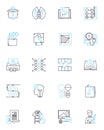 Branding agency linear icons set. Identity, Logo, Brand, Marketing, Design, Strategy, Creative line vector and concept Royalty Free Stock Photo