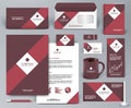 Branding design kit with red ribbon.