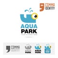 Aqua Water park pool business company logo template concept Royalty Free Stock Photo