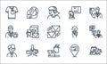 Branding line icons. linear set. quality vector line set such as campaign, online, employee, location, startup, impression,