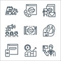 Branding line icons. linear set. quality vector line set such as consumer, graph, vision, distribution, advertise, template,