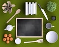 Branding mock up kitchen with table and kitchenware.