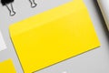 Branding / Stationery Mock-Up - Yellow & White. Close-Up - Letterhead A4, DL Envelope, Business Cards 85x55mm, Mailing Tube