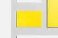 Branding / Stationery Mock-Up - Yellow & White. Close-Up - Letterhead (A4), DL Envelope, Compliments Slip (99x210mm), Business Royalty Free Stock Photo