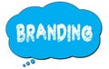 BRANDING text written on a blue thought bubble
