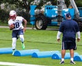 Brandon Bolden runs drills at training camp. Royalty Free Stock Photo