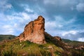 The Brandwag Buttress lit up at sunset in Golden Gate Highlands National Park Royalty Free Stock Photo