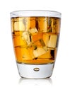 Brandy glass with brandy and ice Royalty Free Stock Photo