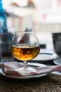 brandy glass on the bar table