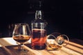 Brandy, Konya, a glass of whiskey on the table Royalty Free Stock Photo