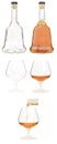 Brandy set. Glass bottle with cork and snifter Royalty Free Stock Photo