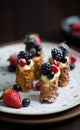 Brandy snaps with white chocolate mousse and summer berries