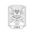 Brandy vintage label design, strong drink emblem estd 1963, alcohol industry monochrome badge vector Illustration on a