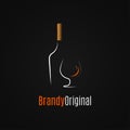 Brandy or whiskey logo. Brandy bottle and glass Royalty Free Stock Photo